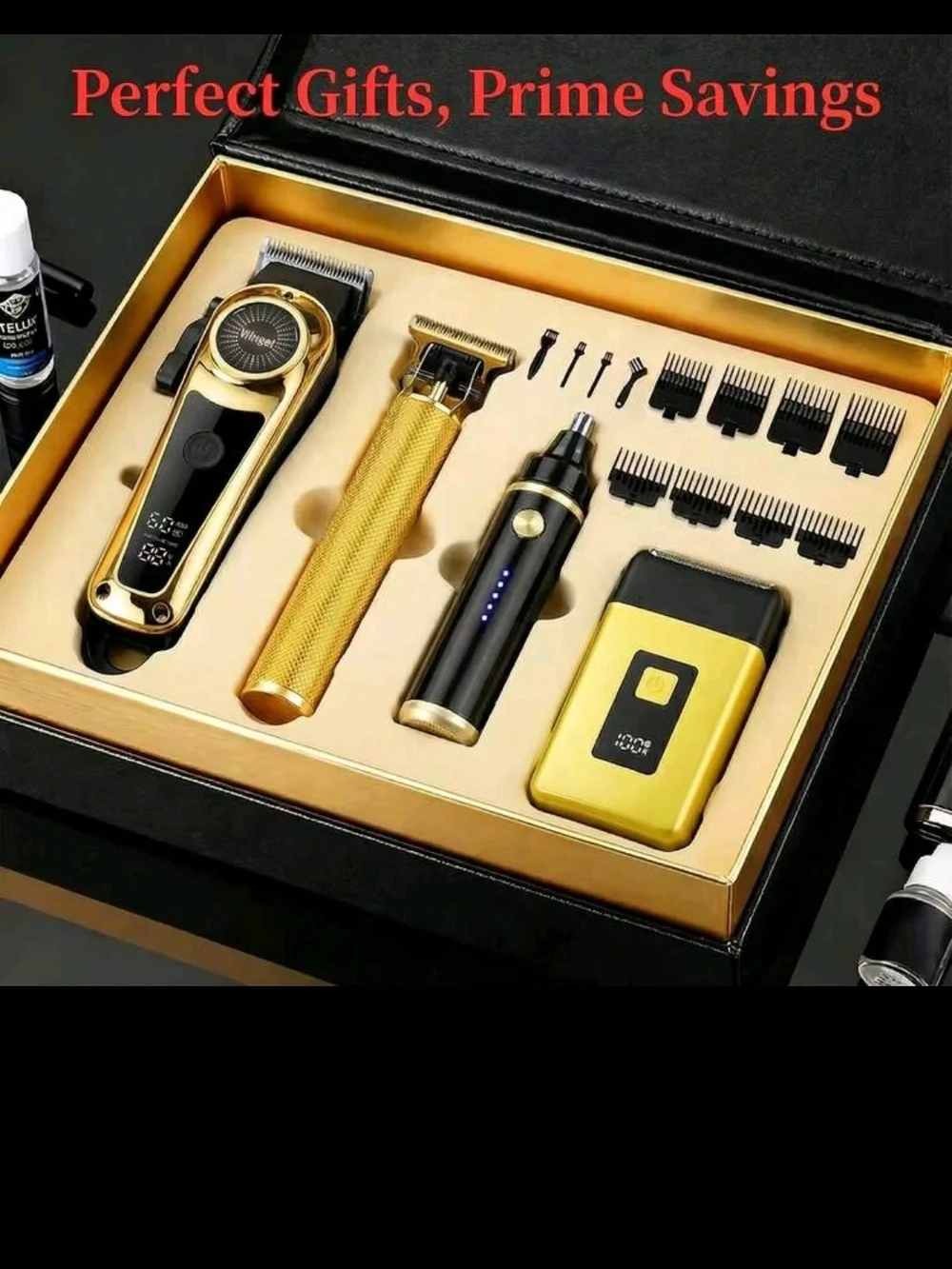 Gold & Black Men’s Grooming Kit — Trimmer, Nose Trimmer & Foil Shaver